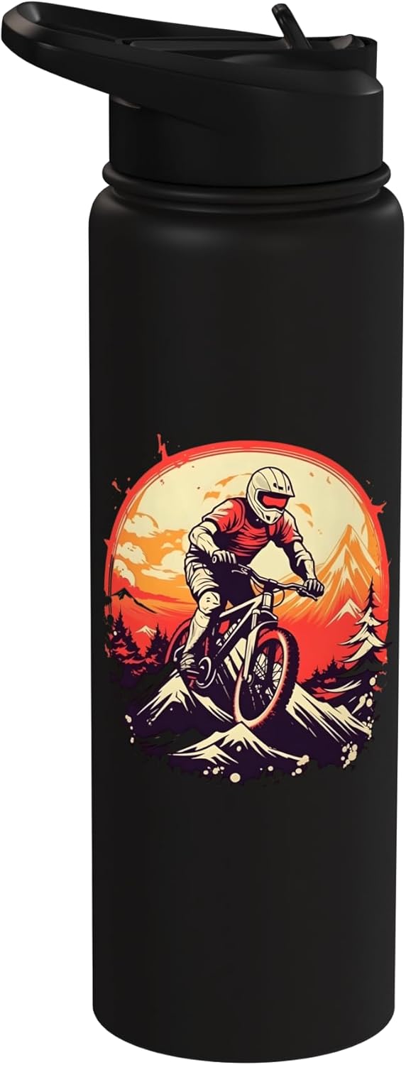 Bottella de agua aislada vintage para bicicleta de montaña de acero inoxidable
