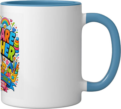 Taza Cerámica para Niños con Diseño Educativo Azul/Blanco