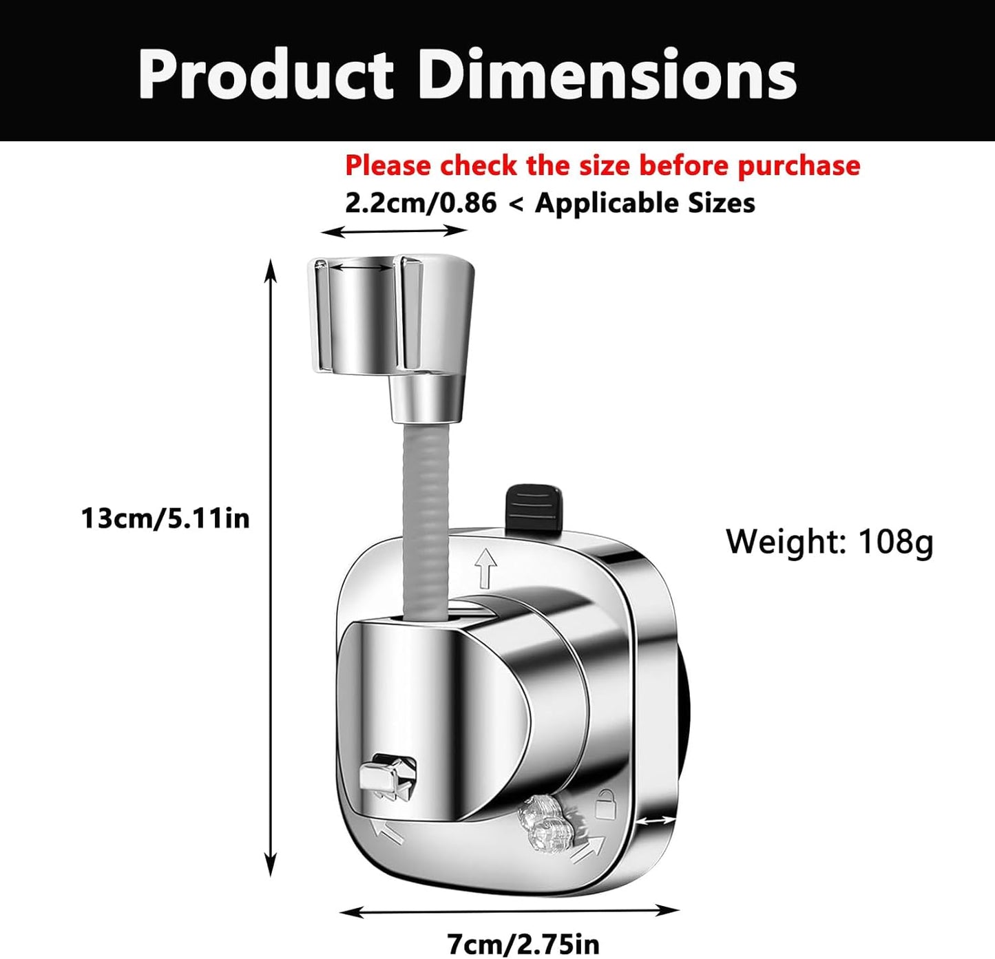 2 Soportes Cabezal Ducha Ajustables 360° Con Ventosa