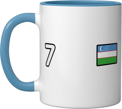 Taza Cerámica Bandera Uzbekistán Azul/Blanco