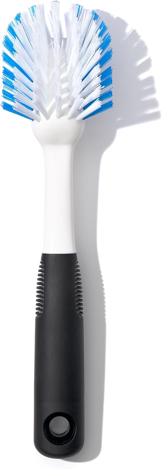 Cepillo platos cerdas nailon con raspador antideslizante
