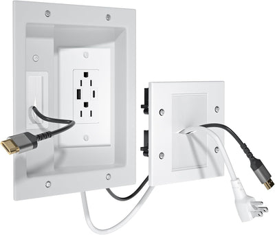 Ocultador cable TV pared con 2 salidas CA USB-A y tipo C