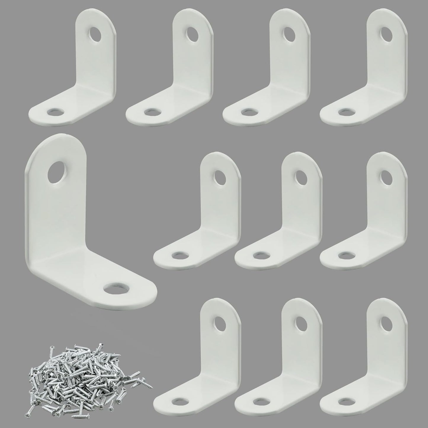 10 Soportes Esquina Acero Inox Blanco para Estantes