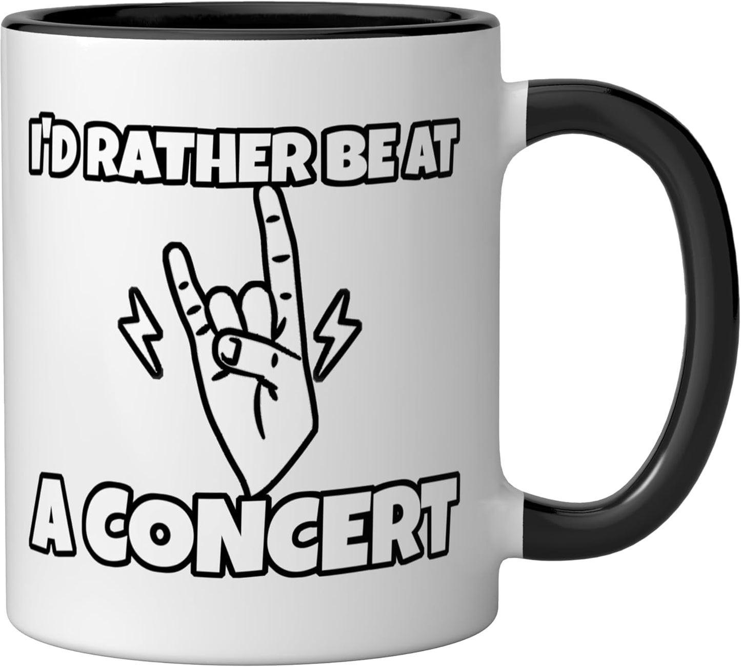 Taza cerámica I'd Rather Be At A Concert negra/blanca