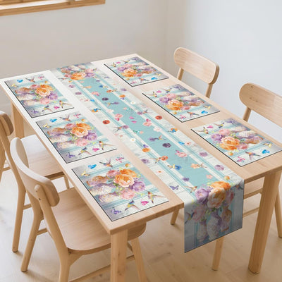 Set 6 manteles colibríes lavables decoración mesa cocina