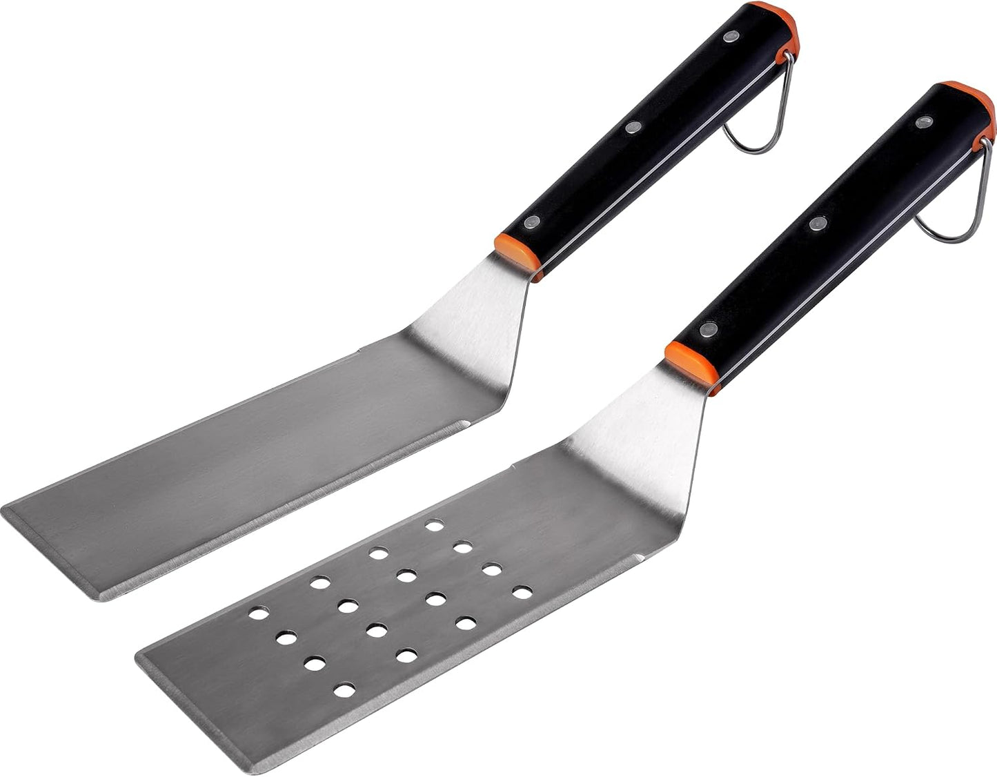 Set 2 Espátulas Acero Inox Planas Ranuradas Parrilla