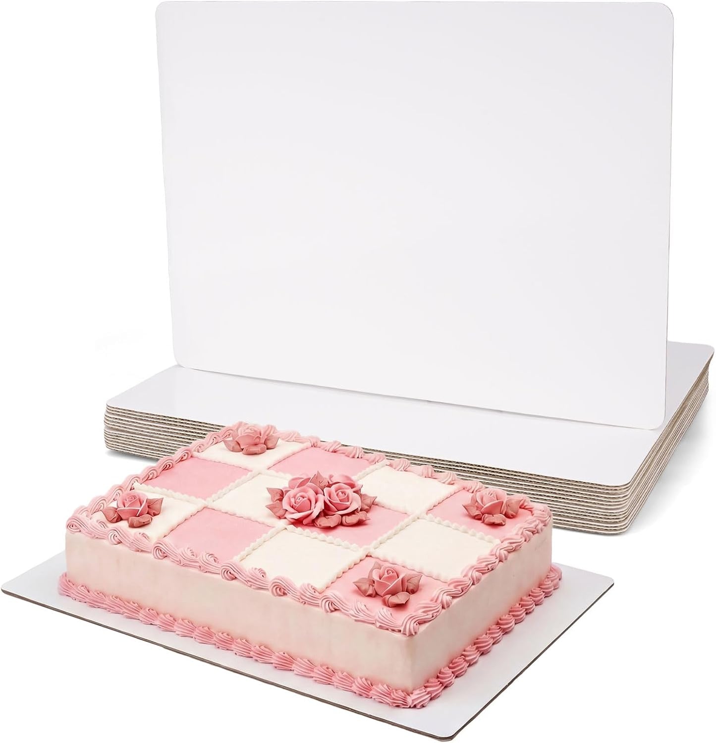Tableros para tartas de 13.39 x 9.84 pulgadas, cartón blanco resistente