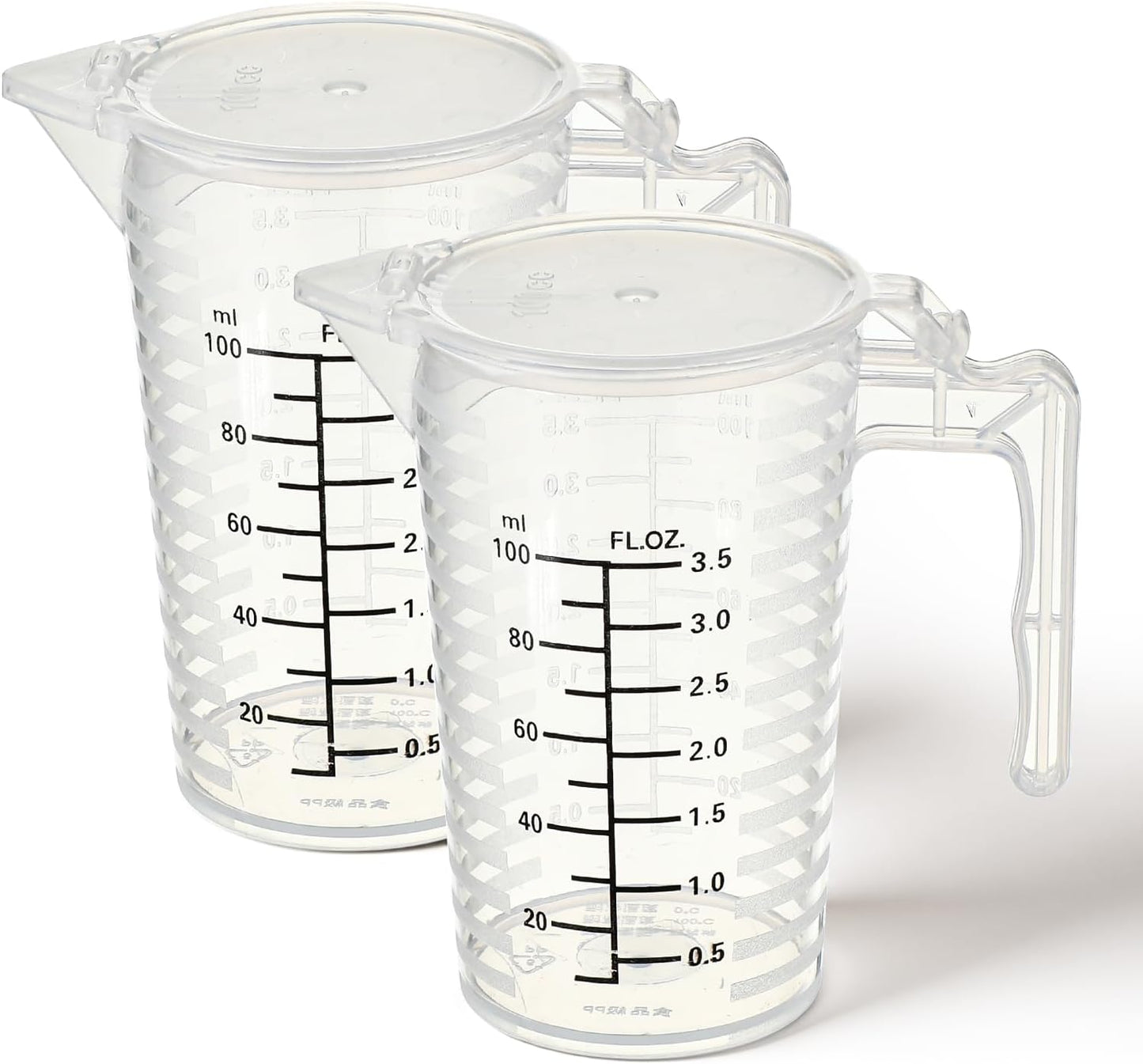 Vaso medidor plástico 3.4oz con tapa set 2