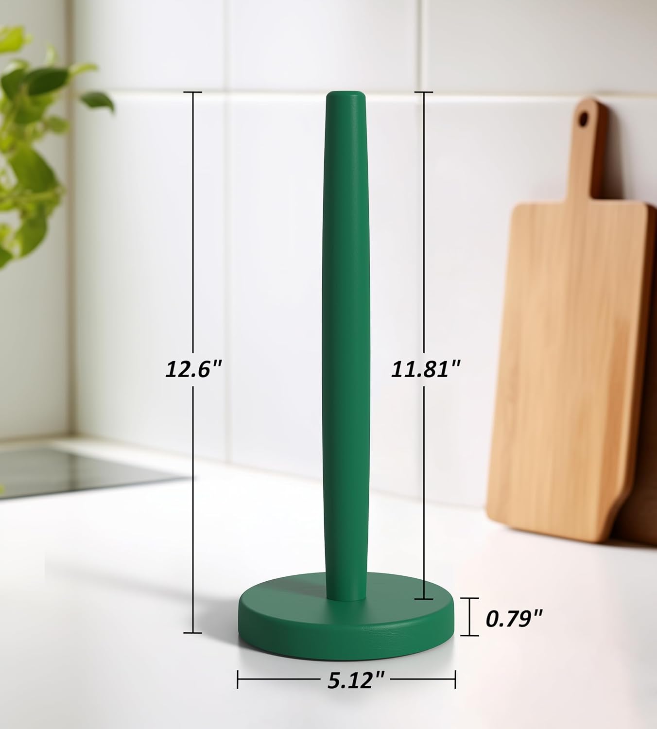 Toallero de madera KitchLife para encimera con base antideslizante verde oscuro