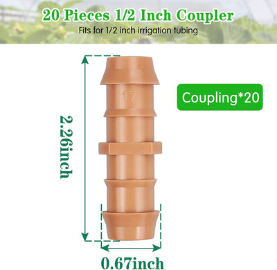 Acopladores riego por goteo 1/2pulg set 20 pzas