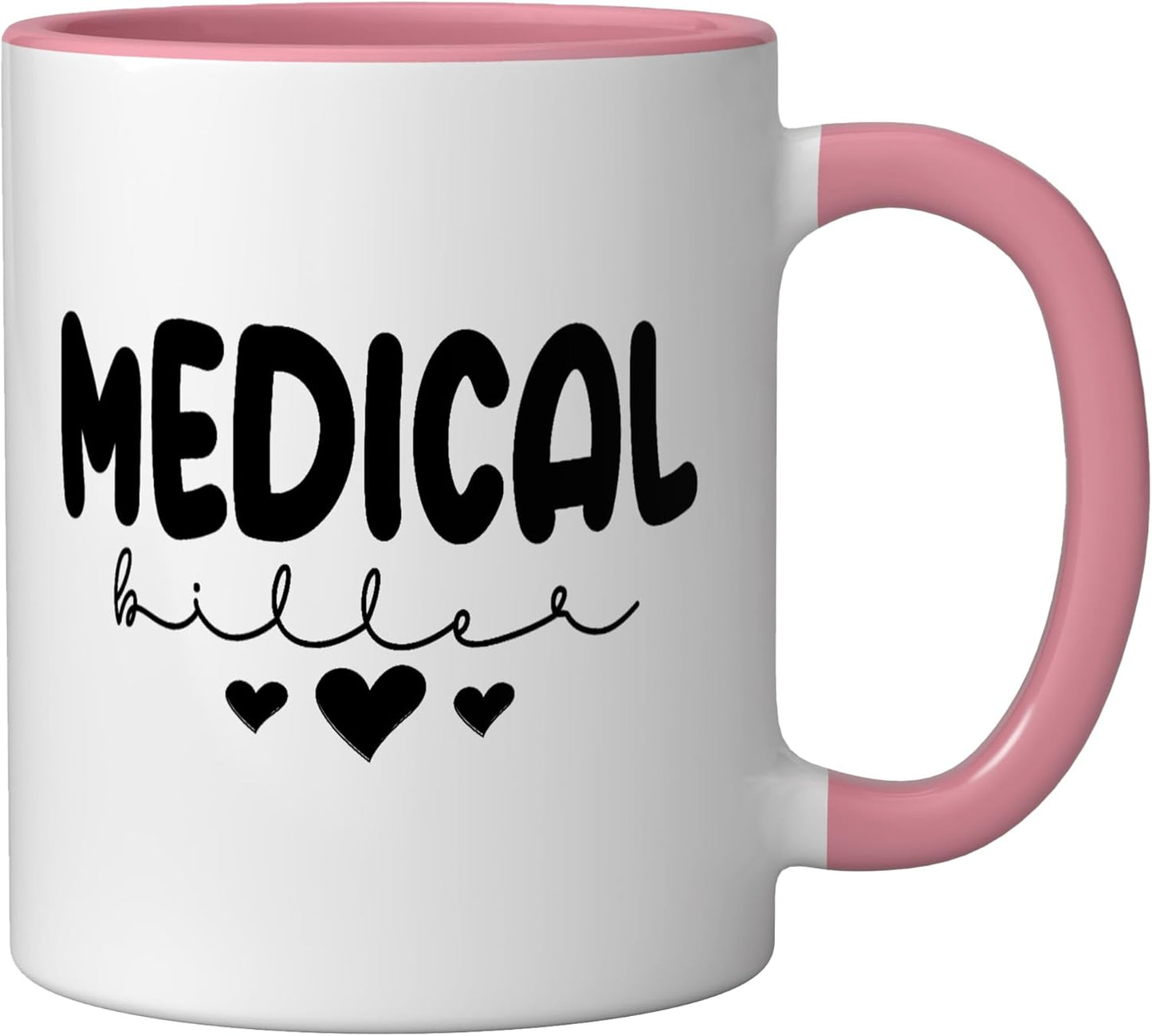 Taza cerámica para medical biller corazón rosa/blanco