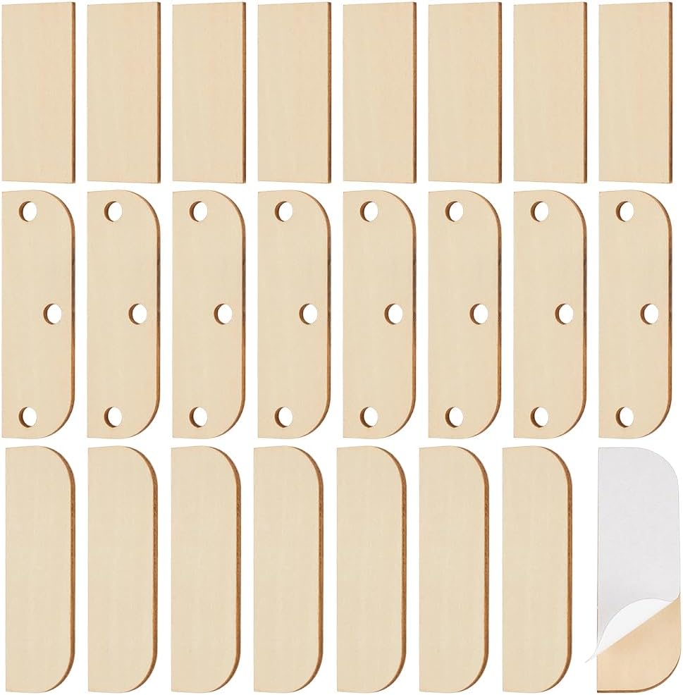 24 Pzas Placas Reparación Puerta Madera Claro 16mm Autoadhesivas