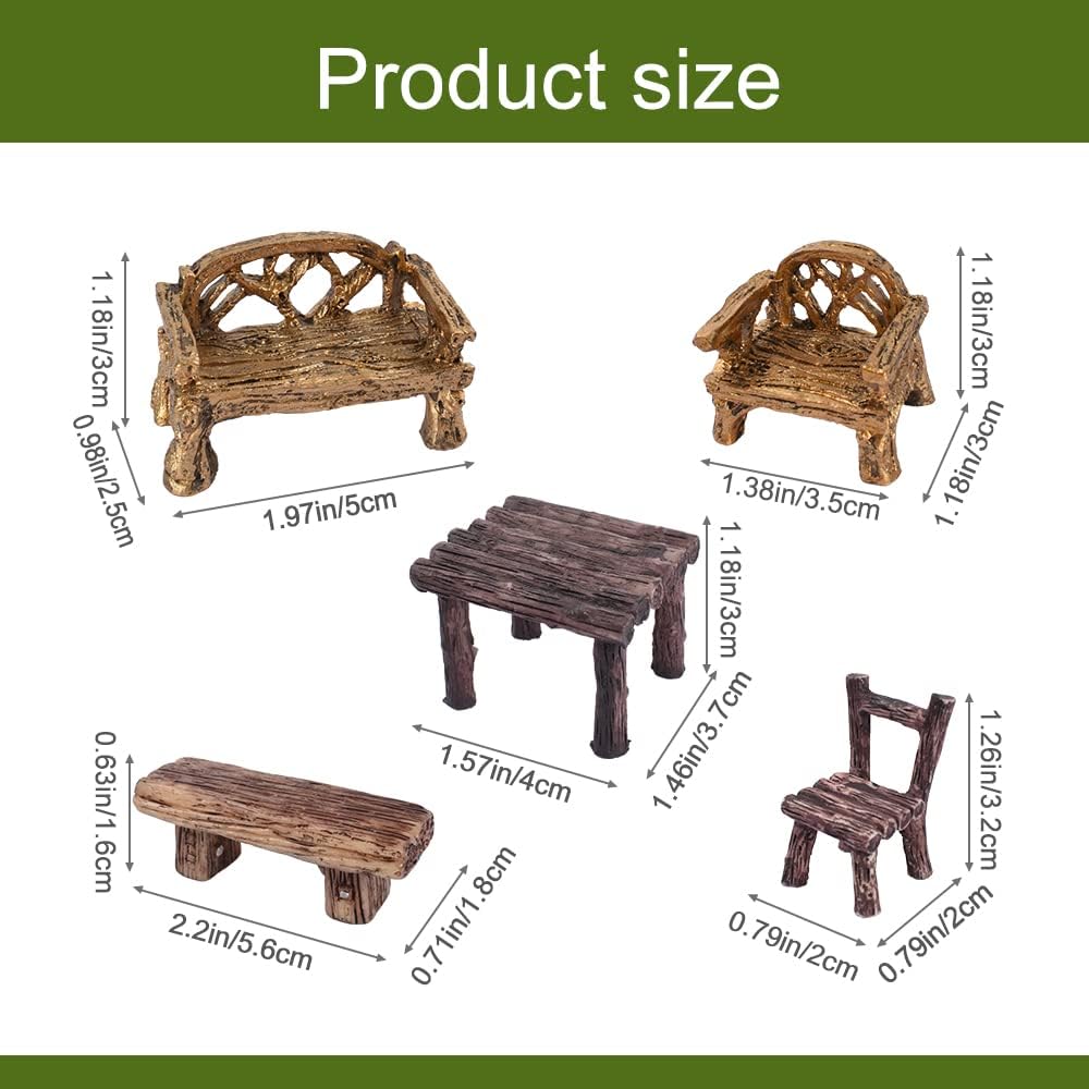 Kit muebles jardín de hadas 13 pzas mesa sillas decoración