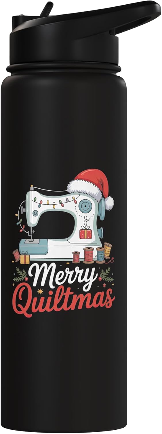 Botella de agua acero inoxidable aislada navideña con imagen de Santa