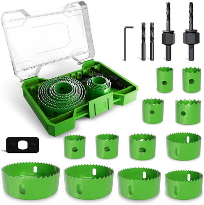 Set sierra perforadora 18 pzas acero alto carbono 0.748-2.992pulg
