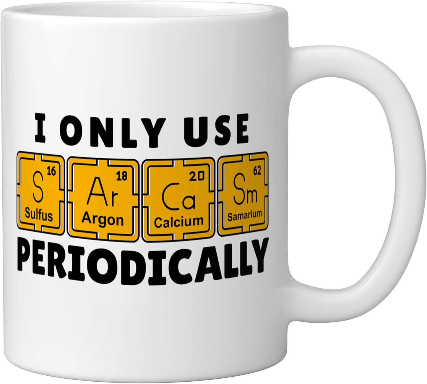 Taza cerámica sarcástica de tabla periódica de ciencia rara