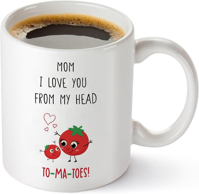 Taza de café con texto I Love You Mom para el Día de la Madre