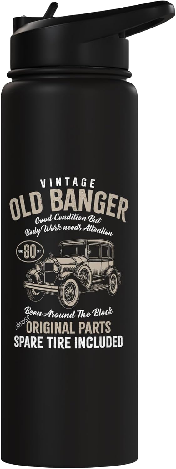 Botella de agua retro acero inoxidable para cumpleaños 80 años