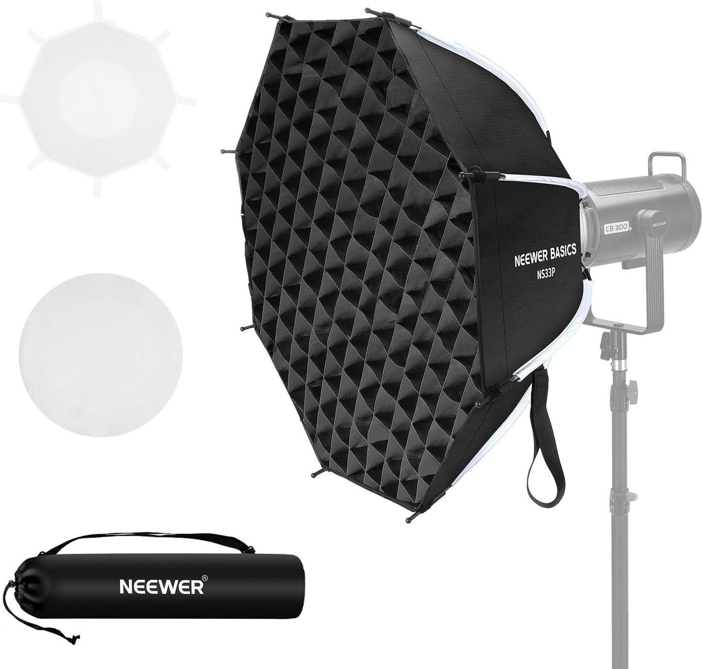 Kit softbox octogonal 25.6pulg montaje Bowens NS33P