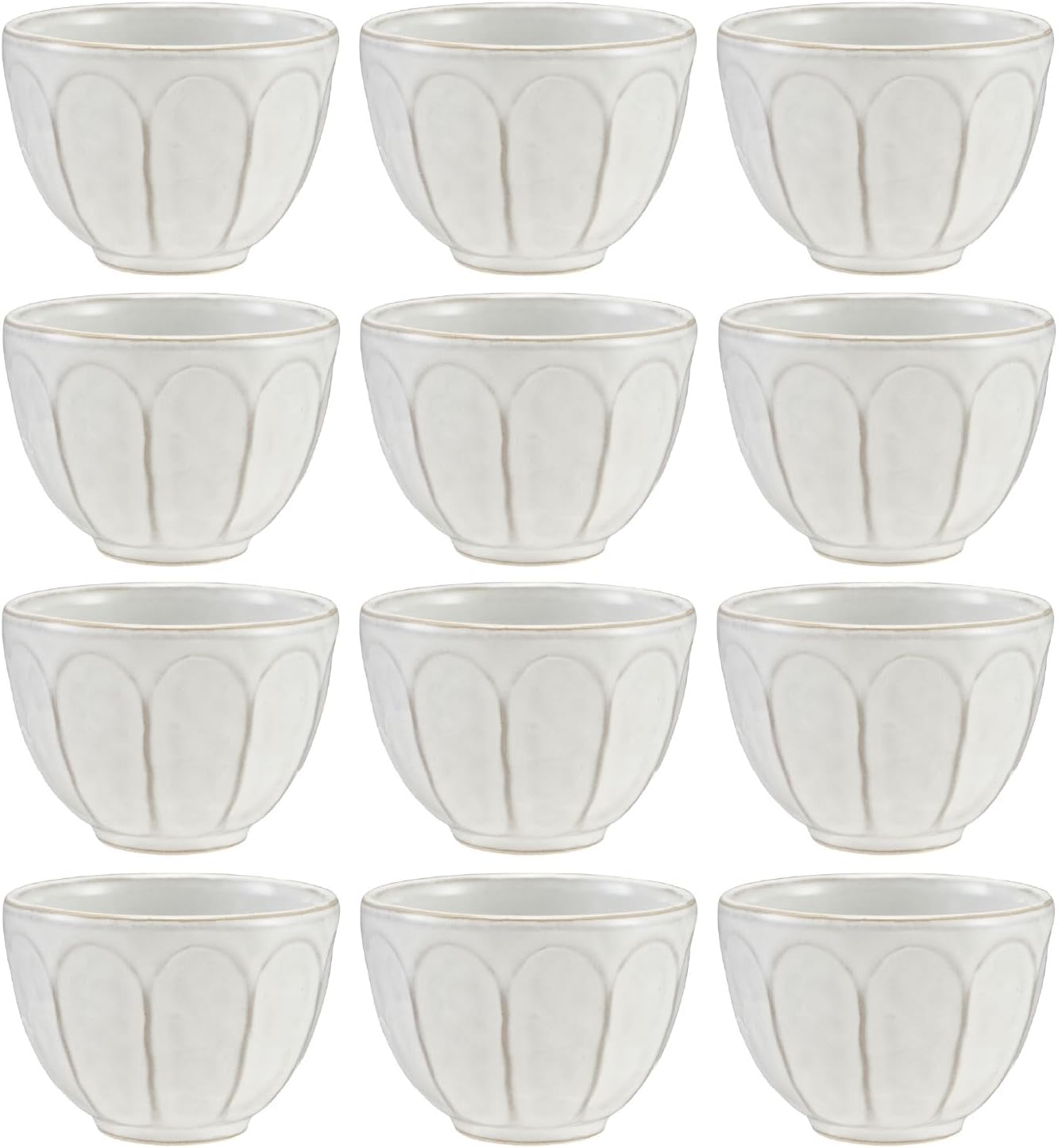 Set 12 Bowls Cerámica Reactiva Blanca