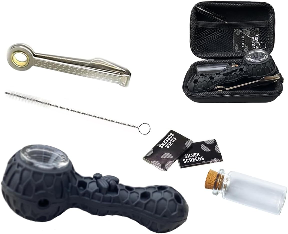 Juego de 6 tazones de silicona para mezclar con bolsa con cremallera negro