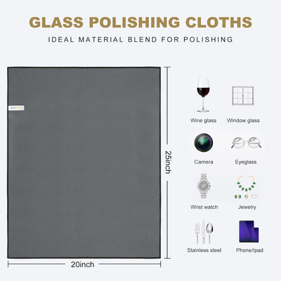 Paños microfibra pulido vidrio 20x25pulg gris oscuro set 2