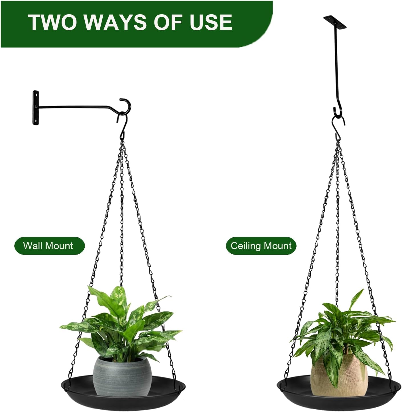 Colgador metal para plantas cesta pared techo cadena set 2