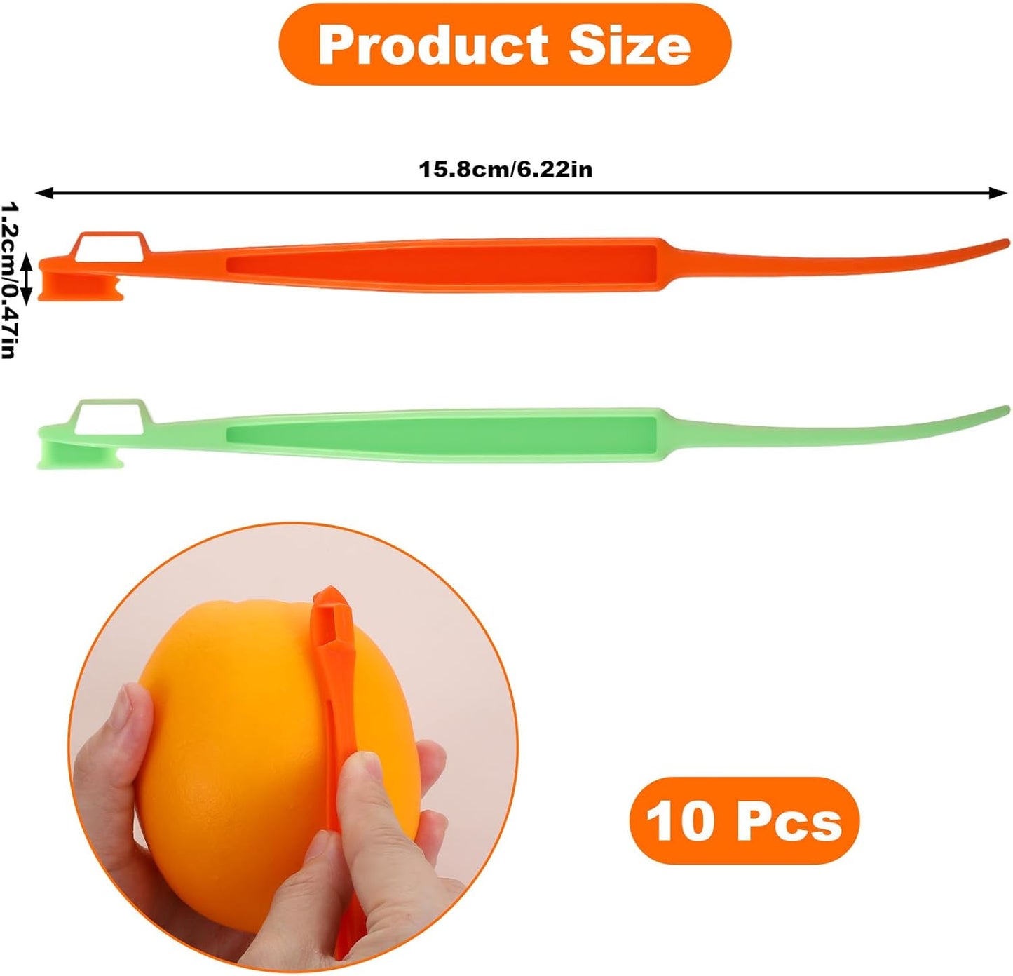 Paquete de 10 peladoras de naranja y cortador de cáscara de cítricos