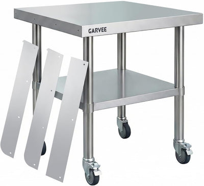 Mesa trabajo acero inox 24x30pulg con ruedas y estante