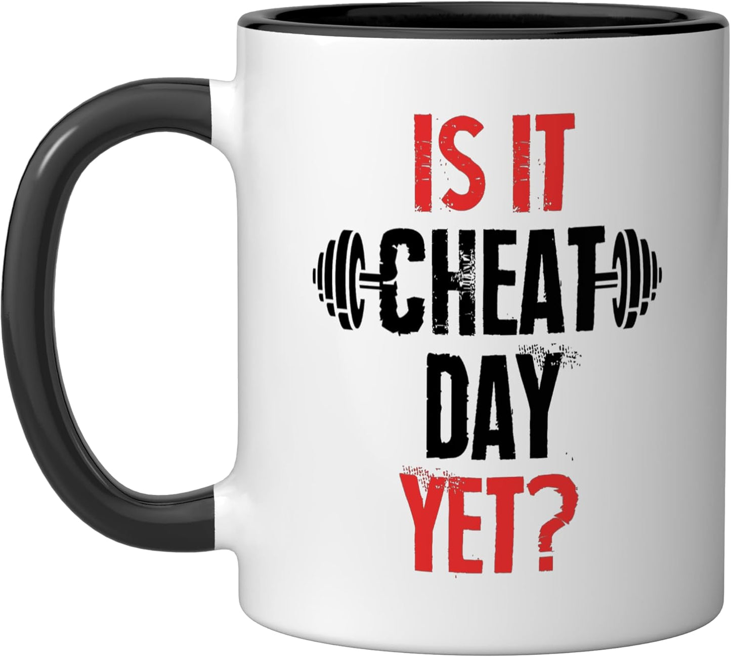 Taza cerámica Is it Cheat Day Yet negra/blanca