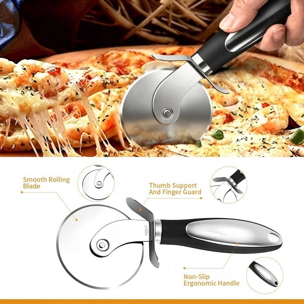 Juego 2 Pzas Cortador Pizza Acero Inox 8pulg Multiuso