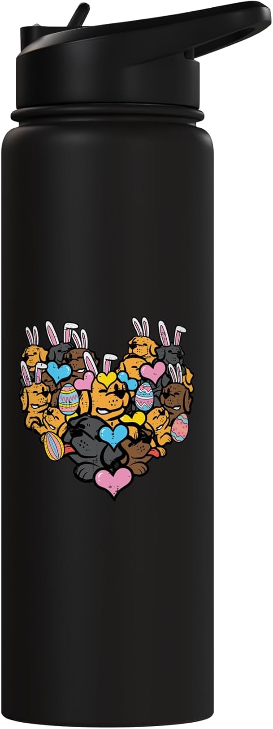 Botella de agua aislada de acero inoxidable con forma de corazón y conejo para perros