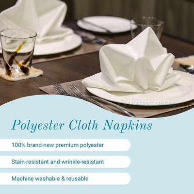 100 Servilletas Poliéster Doradas 20x20pulg Lavables Elegantes