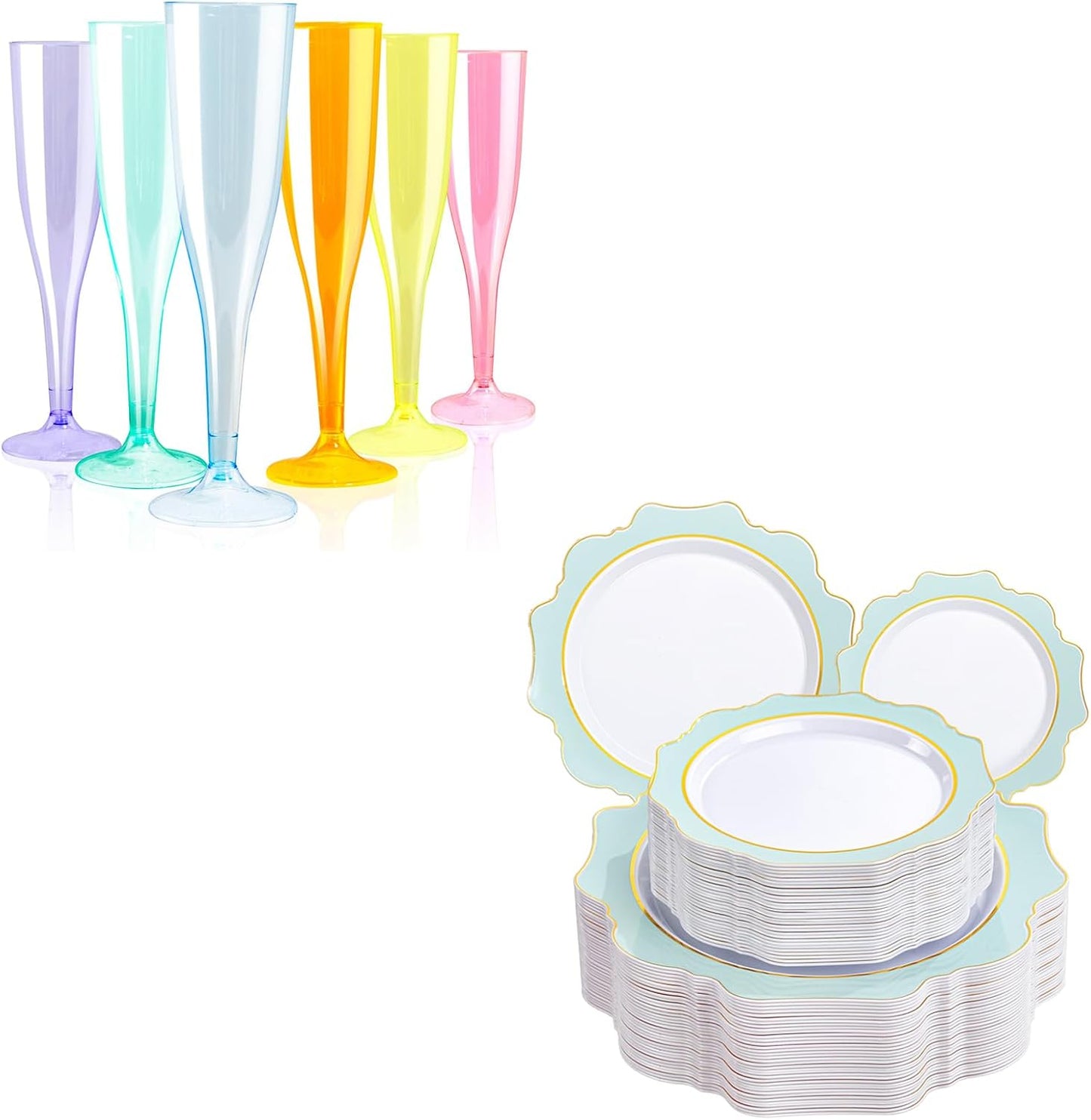 Pack 36 Vaso Champán Plástico Verde Mentol 100 Pzas