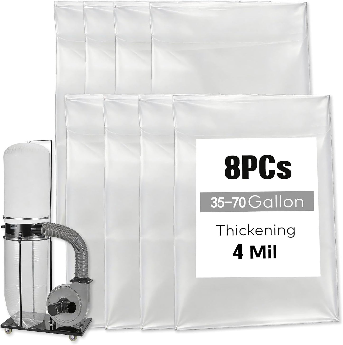 8 Bolsas Colector Polvo 19.5pulg 70gal Plástico