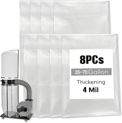 8 Bolsas Colector Polvo 19.5pulg 70gal Plástico