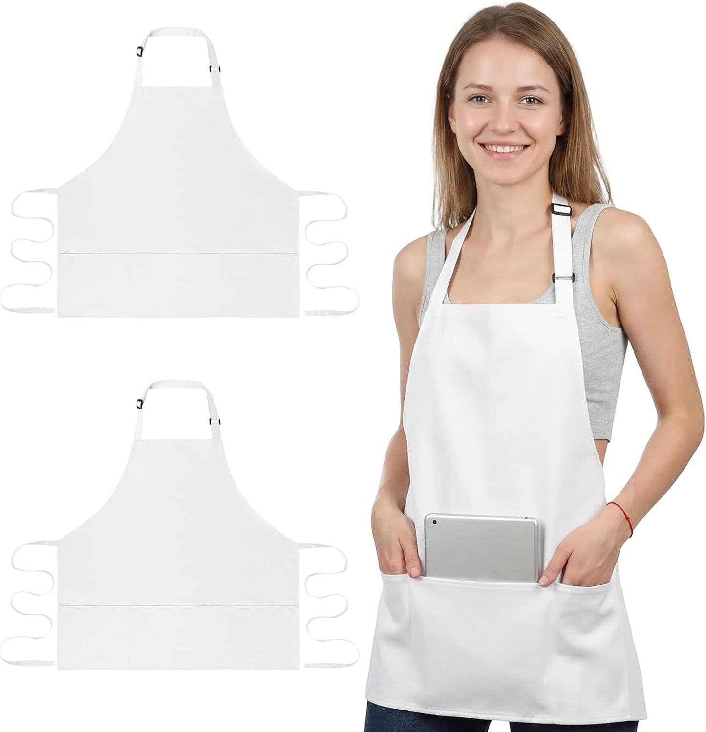 Delantal de chef profesional con 3 bolsillos ajustables