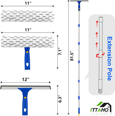 Limpiador ventana 81pulg con escobilla 12pulg y microfibra 11pulg