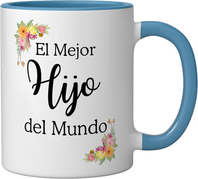 Taza de cerámica española Best Sonpulgadathe World azul y blanco