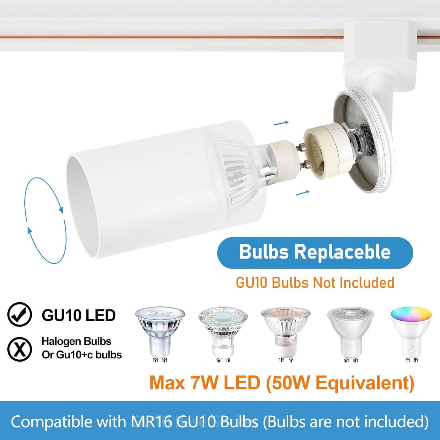 Cabezal iluminación pista GU10 LED comp MR16 blanco