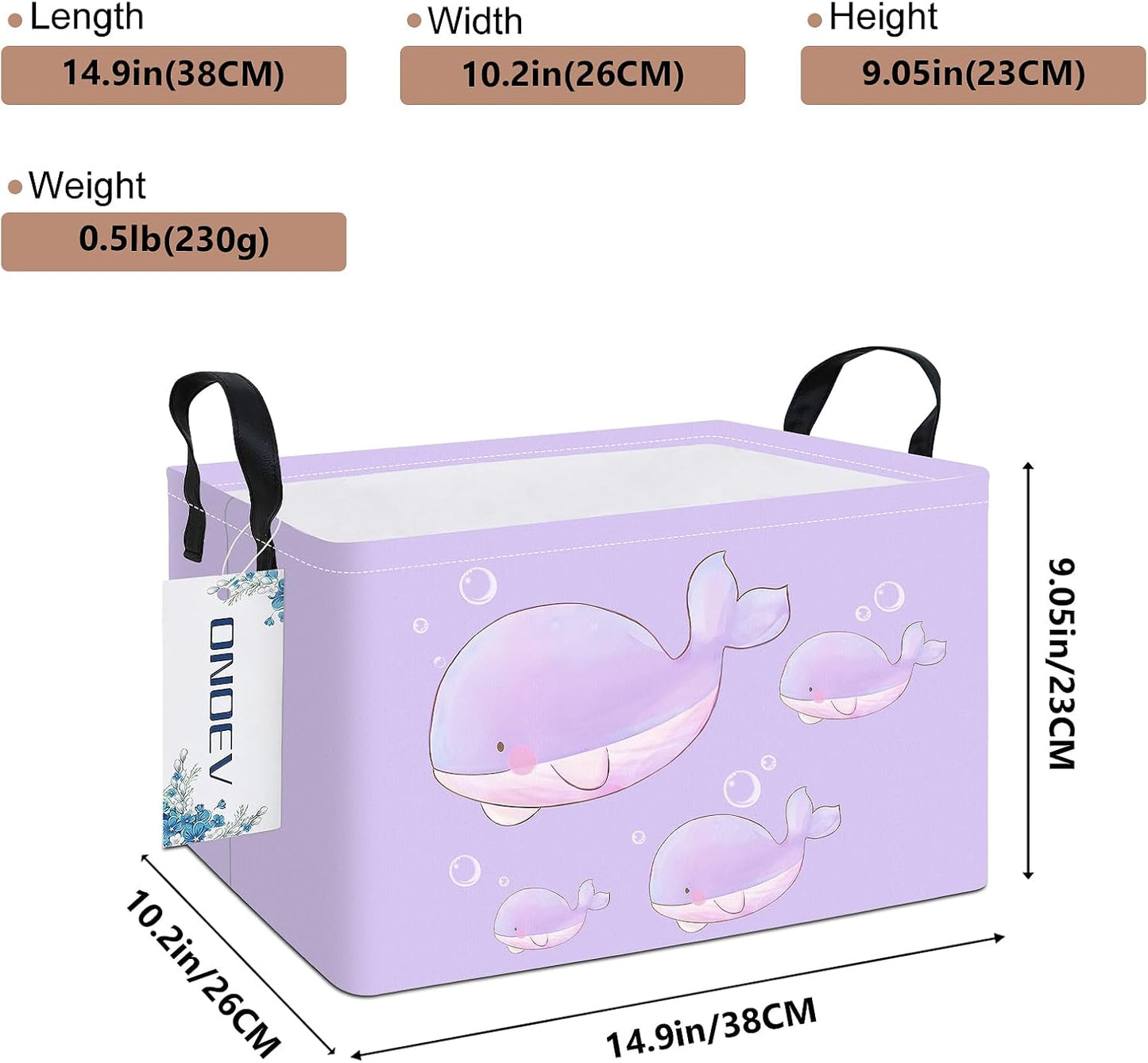 Cesta rectangular para ropa sucia niños impermeable morado