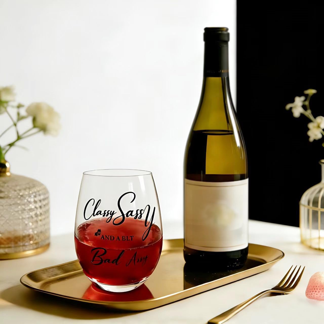 Copa de vino sin tallo regalo divertido para mujeres
