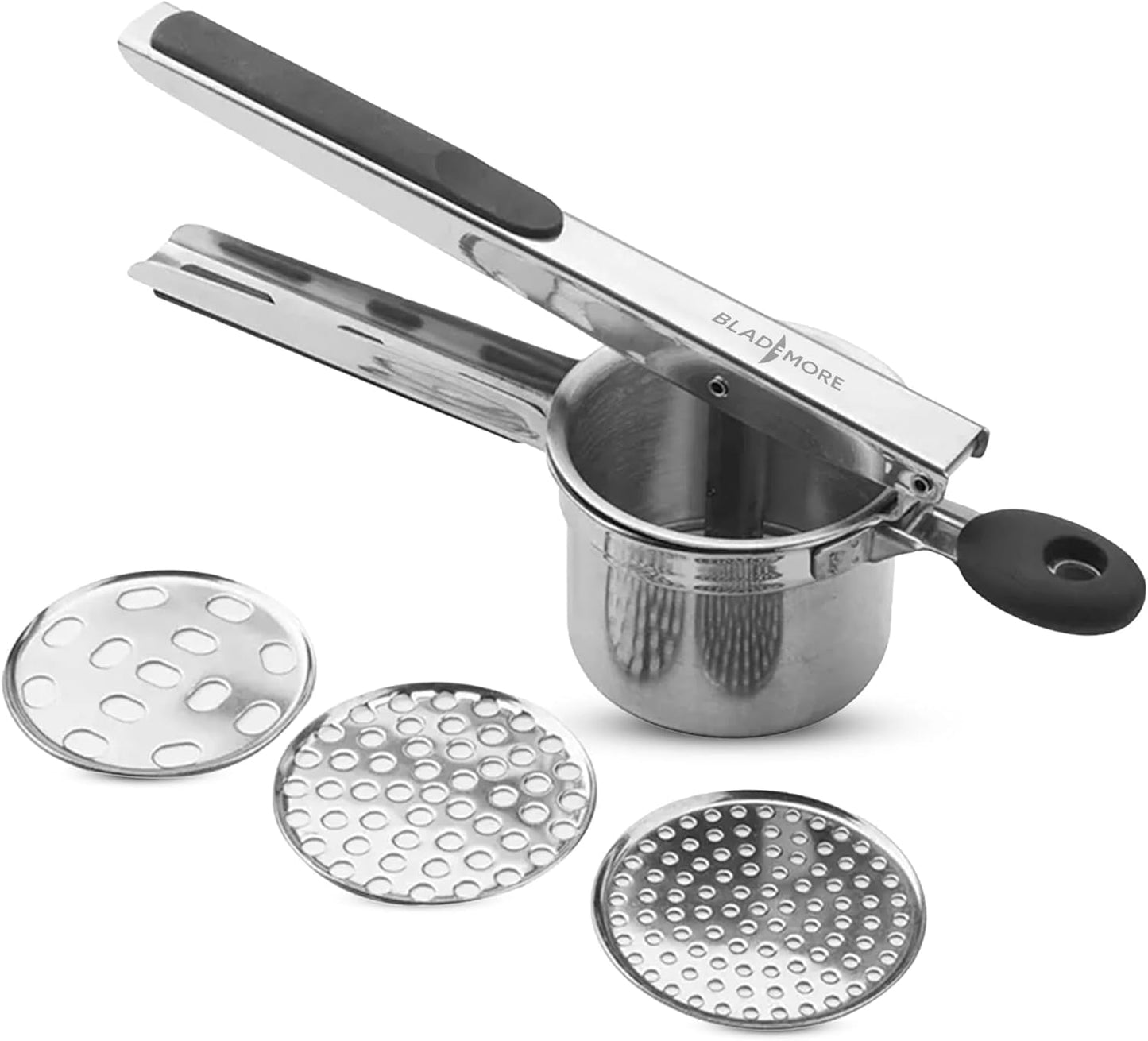 Ricera de papas de acero inoxidable 304 con 3 discos y mango antideslizante