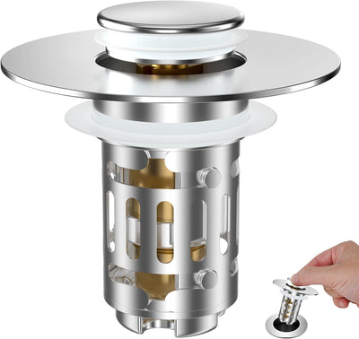 Colador drenaje baño tapón 3en1 con cesta acero inox