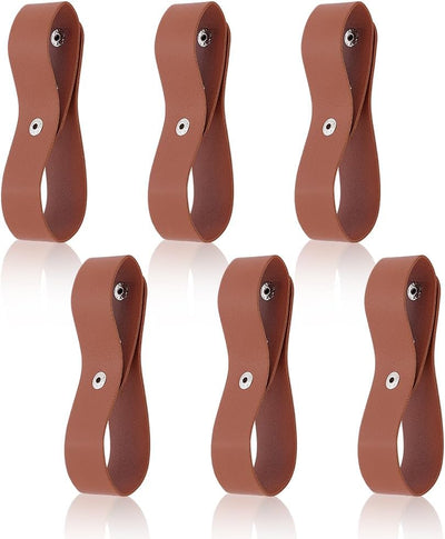 6 Pzas Funda Pu Cuero para Látigo Marrón con Cremalleras