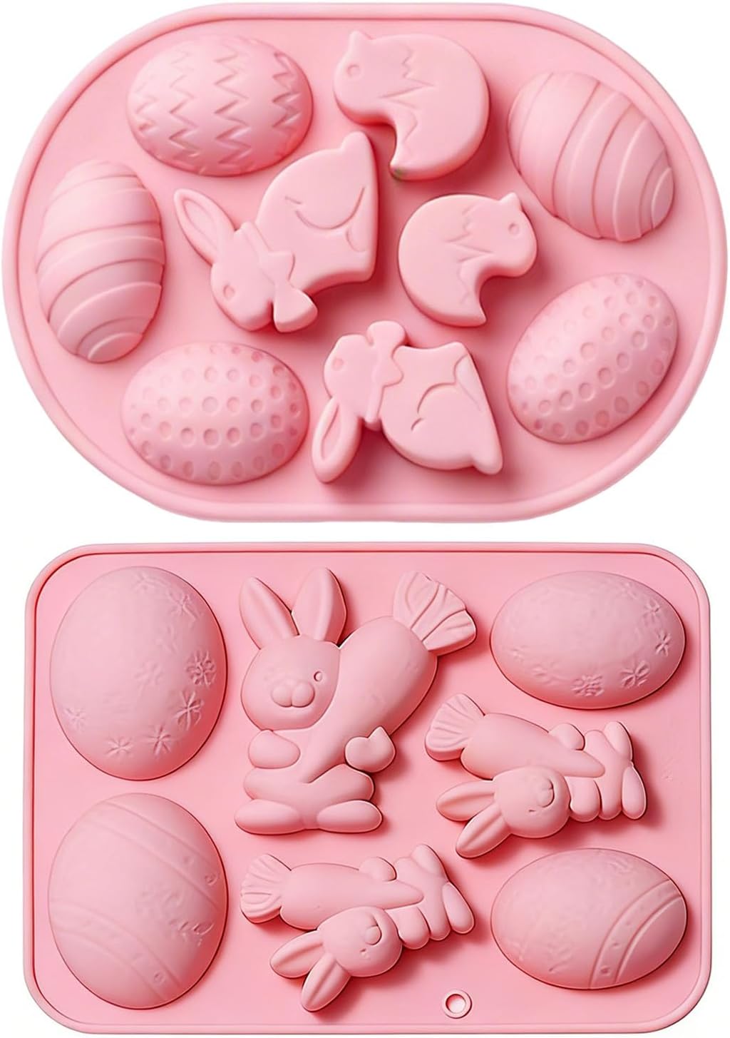 2 Moldes Silicona Huevos Pascua Conejo 3D para Chocolate Caramelo