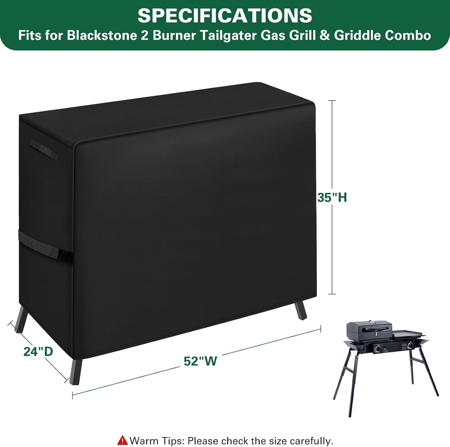 Cubierta parrilla Blackstone 1555 Tailgater 600D resistente agua