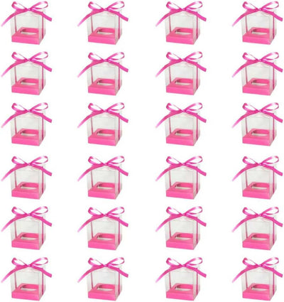 24 Cajas Cupcakes 3.5pulg Con Cinta Transparente Rosa