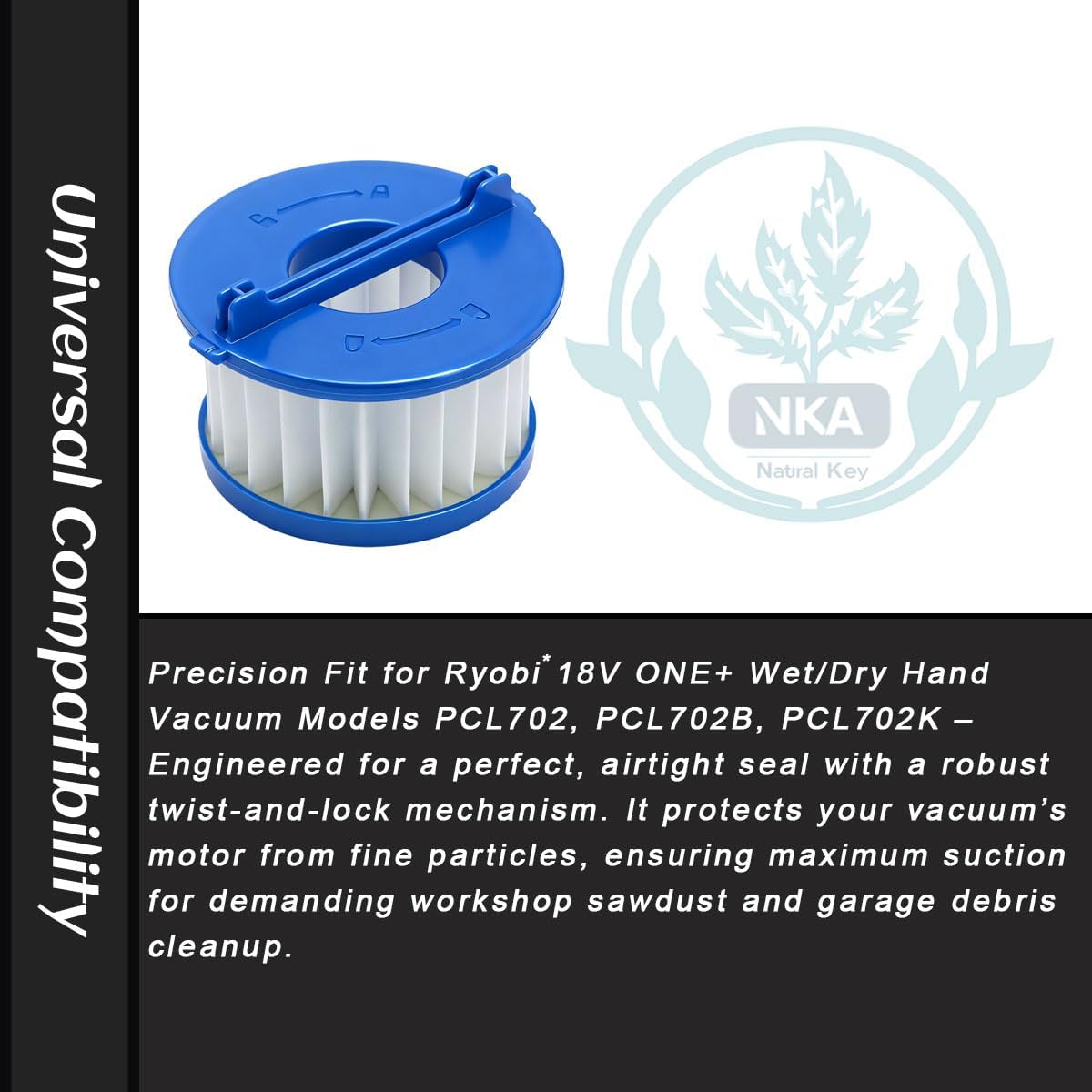 Filter HEPA lavable para aspiradora Ryobi 18V ONE PCL702