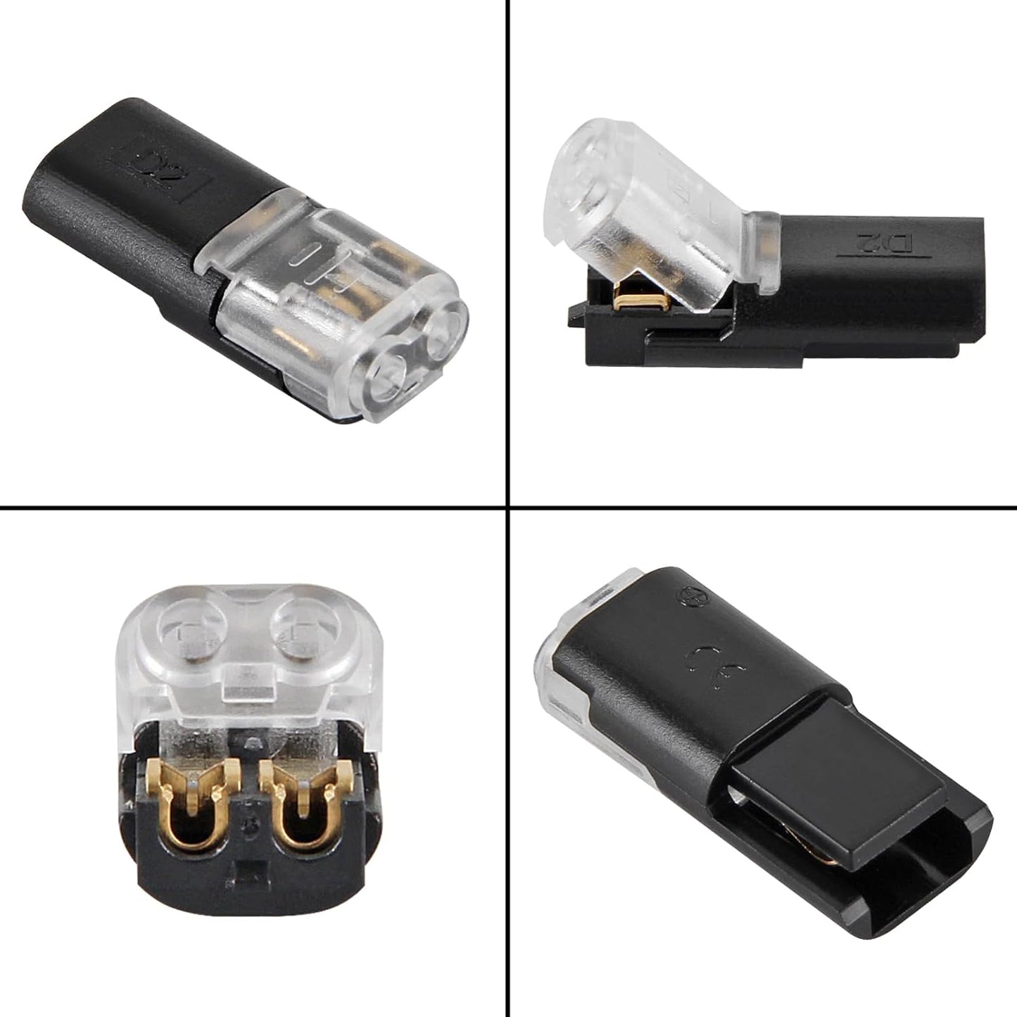 10 Conectores Tira Luz LED Doble Cable 2 Pines Hebilla Bloqueo